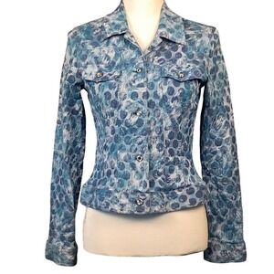 KYE M Korean Designer Blue Watercolor Jacket Urban Streetwear Swarovski Crystal‎